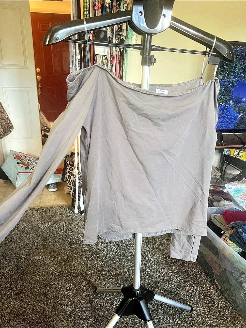 Garage SexyCozy Off Shoulder Long Sleeve Top Gray XL